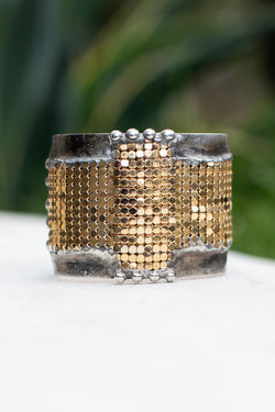 Brass Mesh Cross Cuff - Kariella