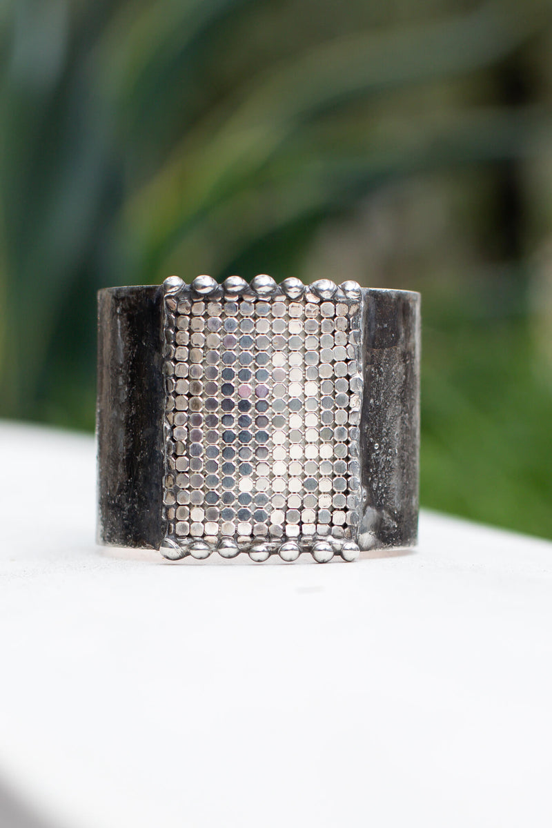 Brass Cuff Silver Mesh - Kariella