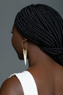 house12 gold fringe hoop earrings