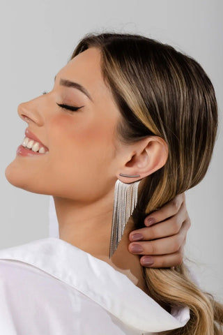 gunmetal graphite fringe earrings