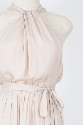 Women's light cream halter neck maxi wrap dress | Kariella