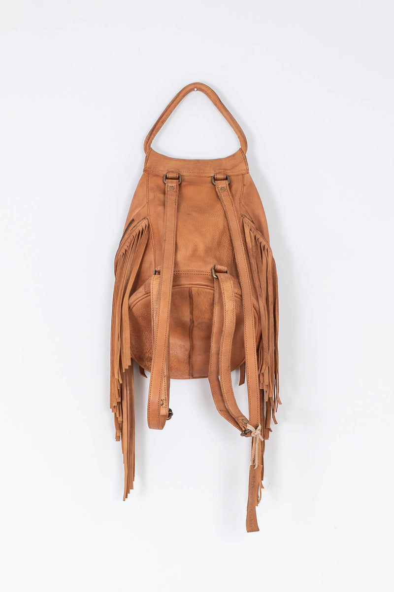 Women's brown hippie fringe backpack | Kariella