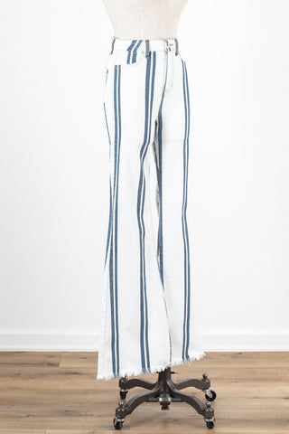 Women's white and blue striped pants | Kariella