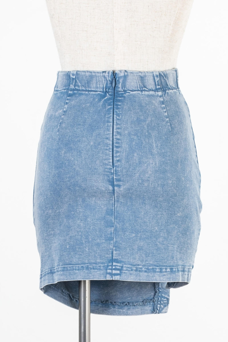 Women's light blue asymmetrical mini skirt | Kariella