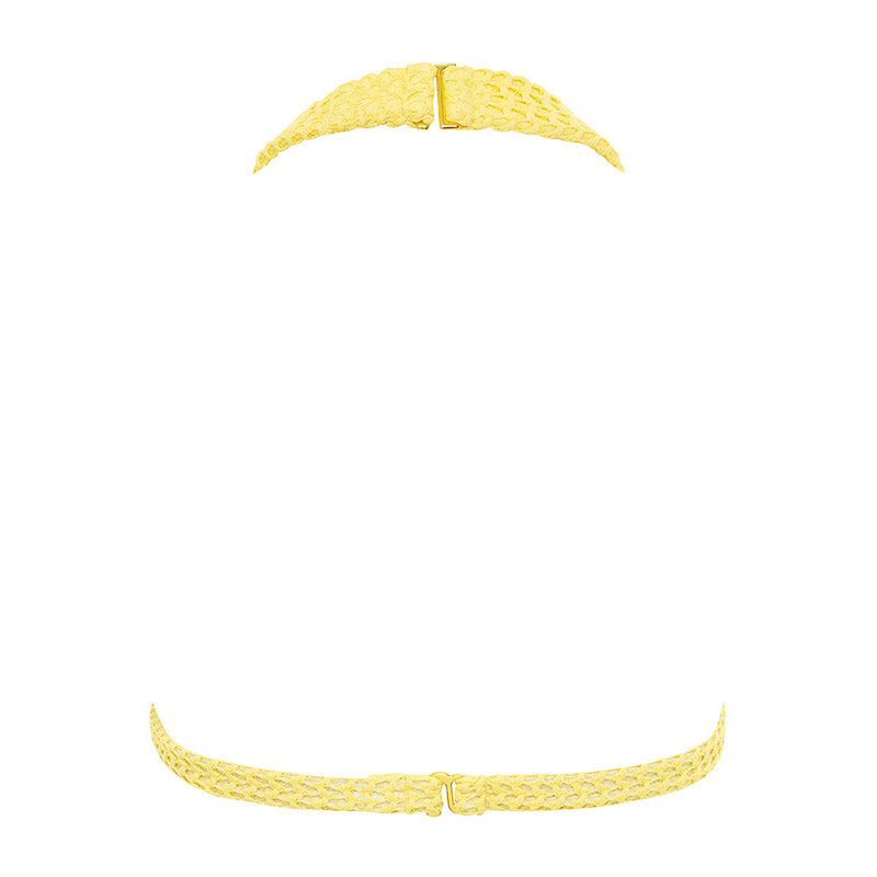 yellow crochet bikini top by montce