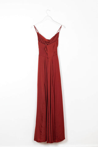 Red satin maxi dress