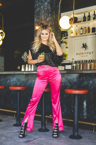 Hot pink satin pants