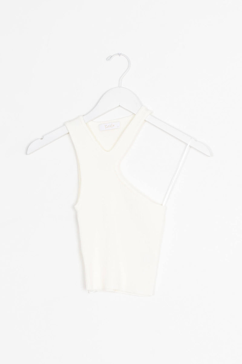 Women's white asymmetrical tank top | Kariella
