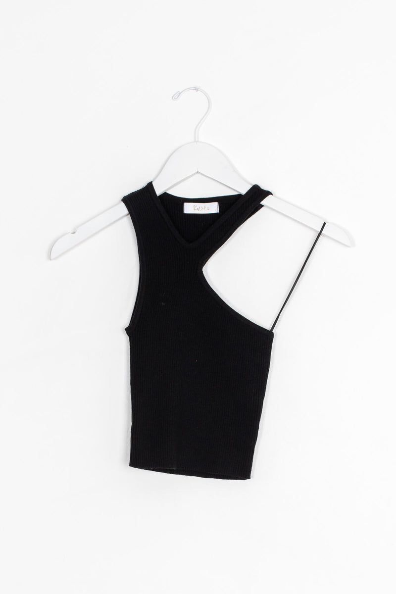 Women's black asymmetrical tank top | Kariella