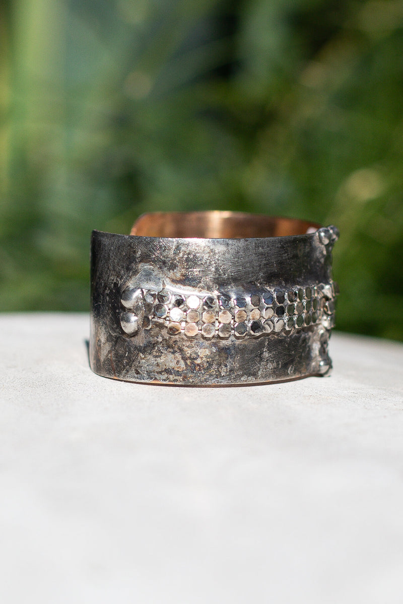 Small Silver Cross Cuff by Mikal Winn