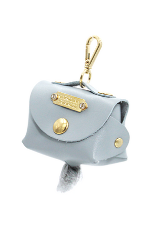 Poop bag dispenser Gold Edition with Swarovski light blue