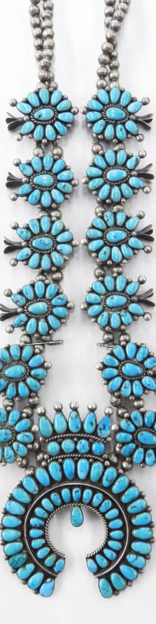 Vintage Navajo Turquoise Squash Blossom Necklace – Global Gemology
