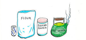 Navajo fry bread ingredients flour, salt, baking powder and hot water