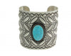 Herman Smith, Kingman Turquoise, Wide Sterling Silver Cuff, Navajo, 7"