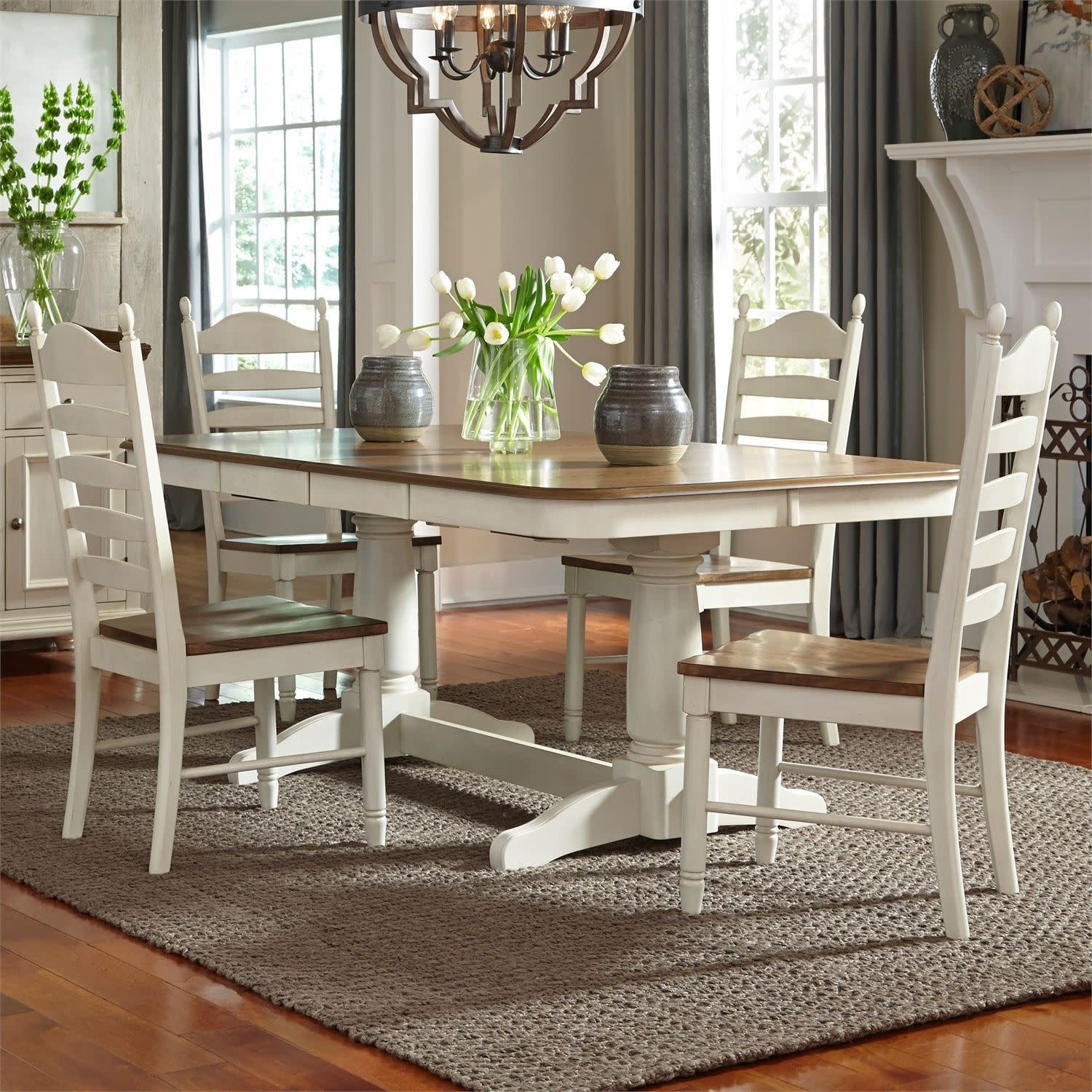 Springfield 5 Piece Double Pedestal Table Set – Sigman-Mills Furniture