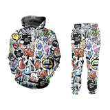OGKB Men Women Fashion Graffiti Men Sets 3D All Over Print Hip Hop Casual Hoodie Hip Street Art Streetwear Hoodies And Pants