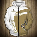 2021 New Orleans Men's cool football sportswear Khaki stripe stitching graffiti letter printing Saints 3D Zipper Hoodies