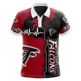 2021 Atlanta fashion men's casual short sleeve Falcons POLO Red and white stitching geometric hound graffiti print fashion Tops