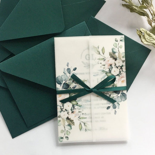 Green Cheap wedding invitation