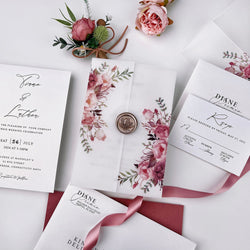 luxury modern custom foil wedding invitation suites on vellum paper,  transparent wedding invitations VIP001