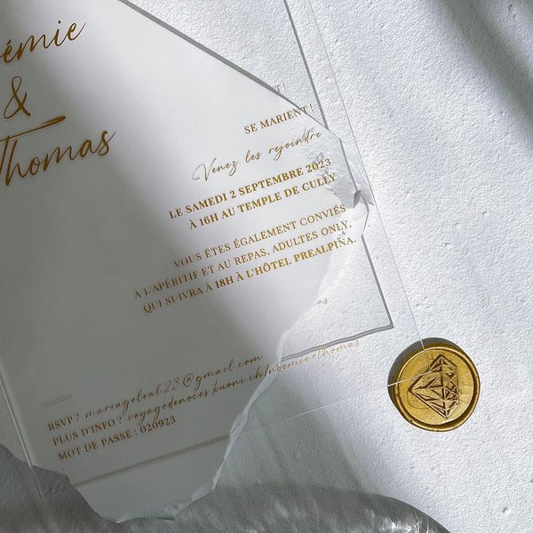 Acrylic Wedding Invitation 1 Mm , FOILPRESS Wedding Invite, Clear Wedding  Invite, Gold Foil, Rosegold Foil, Silver Foil 