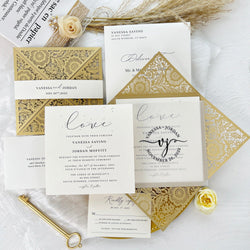 Translucent Acrylic Wedding Invitations Calligraphy Frosted Foil Gold