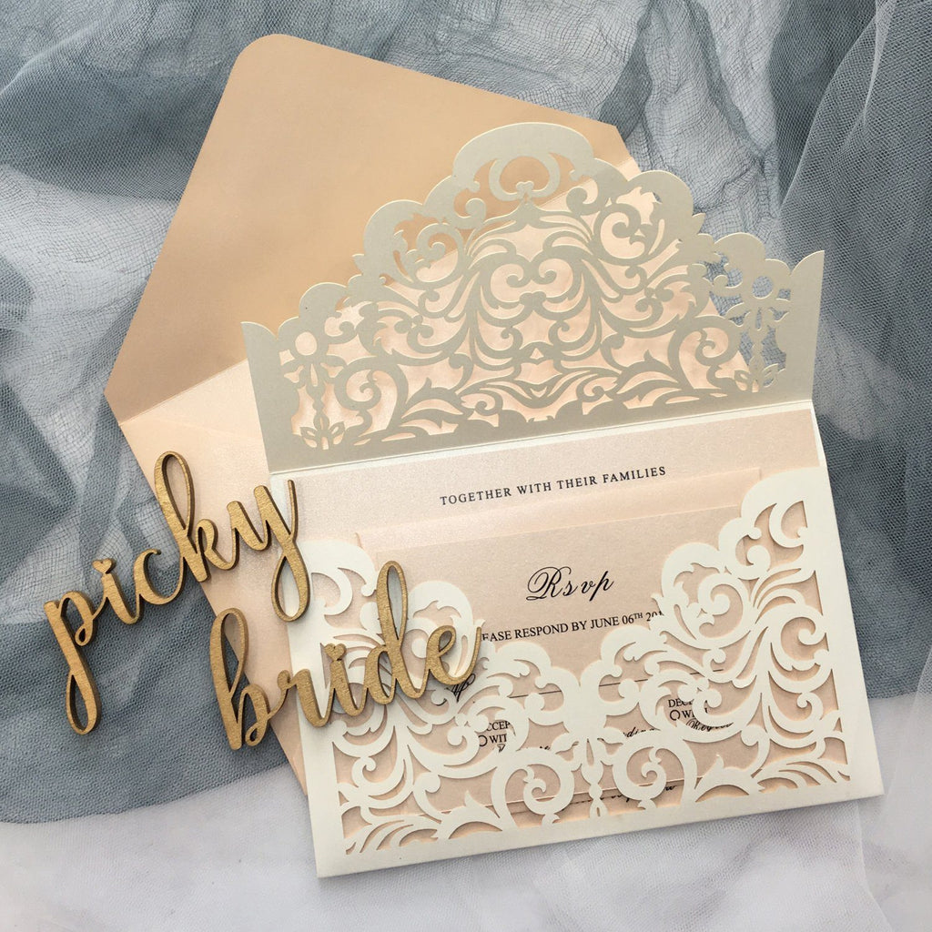 Modern Floral Laser Cut Wedding Invitations With Diamante Spring White Wedding Colors Affordable Wedding Invitations Ws012 Wedding Invitations Wedding Invites Paper