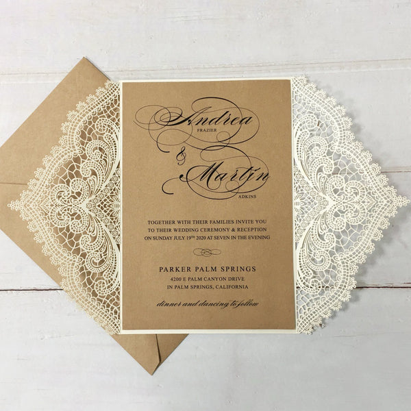 Picky Bride Vintage Wedding Invitations with Kraft Paper Envelopes Rus