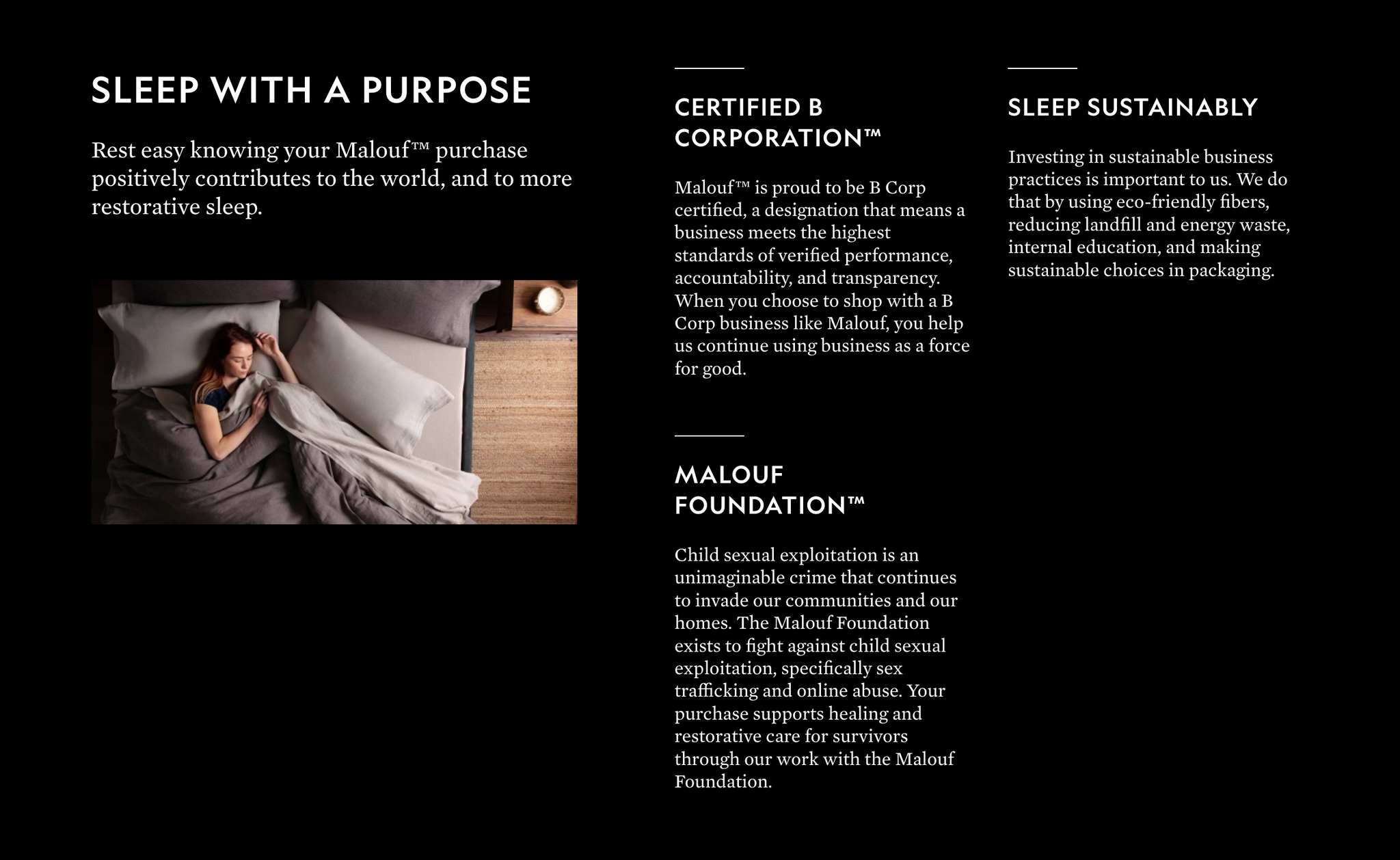 Rest Easy Knowing your Malouf Purchase positively contributes to the world.