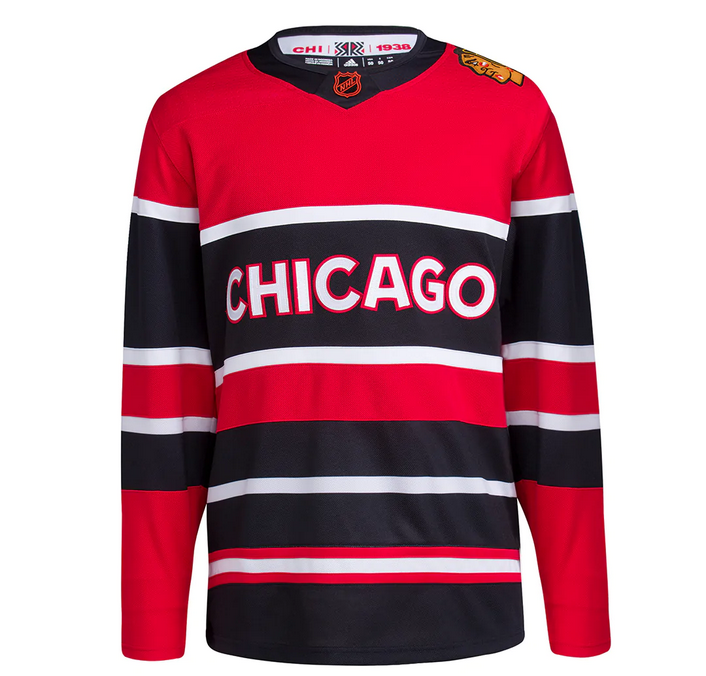 CHICAGO BLACKHAWKS REVERSE RETRO AUTHENTIC ADIDAS NHL JERSEY (PRIMEGREEN MODEL)