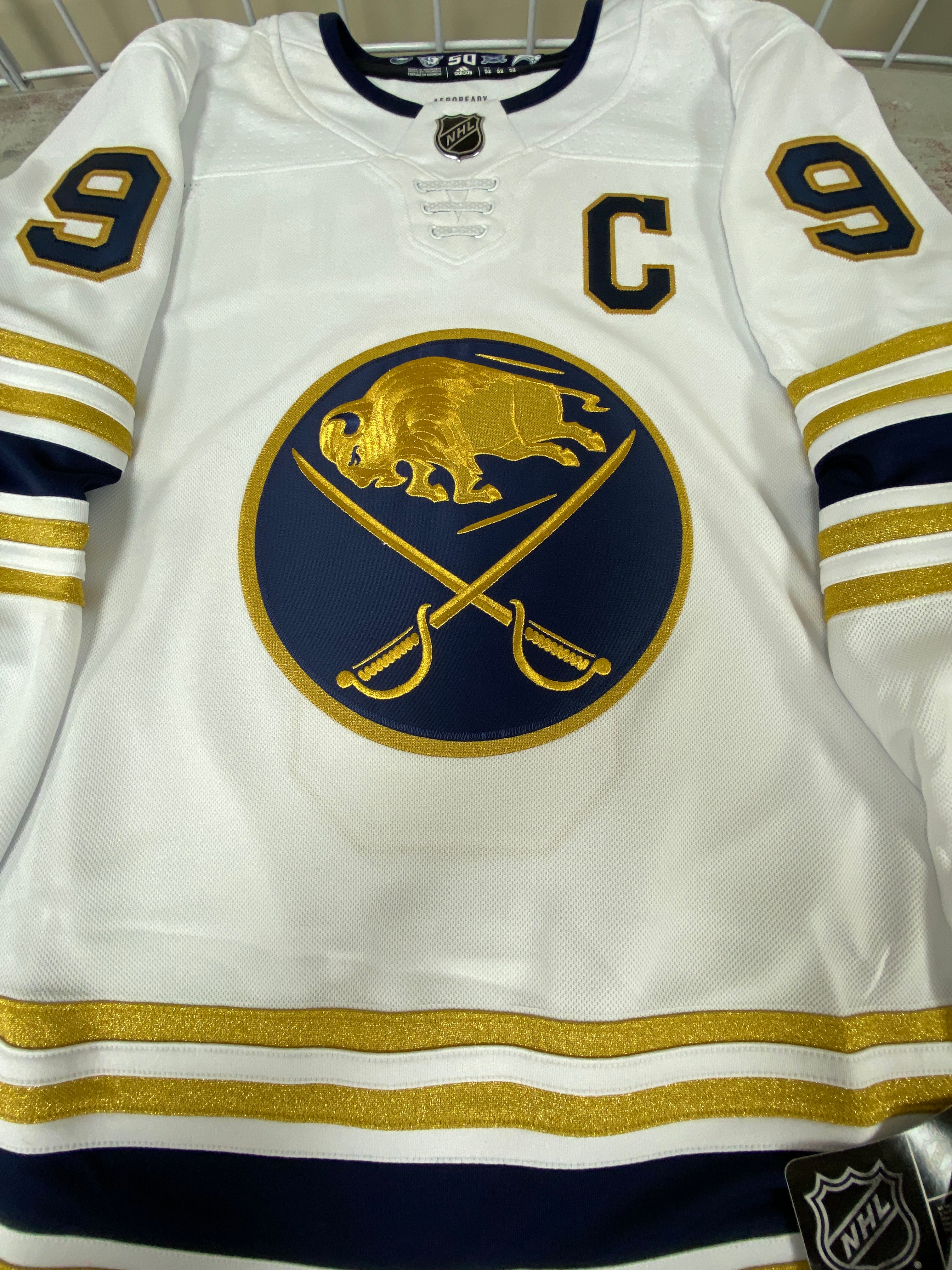 ANY NAME AND NUMBER BUFFALO SABRES 50TH ANNIVERSARY AUTHENTIC ADIDAS NHL JERSEY (CUSTOMIZED AEROREADY MODEL)