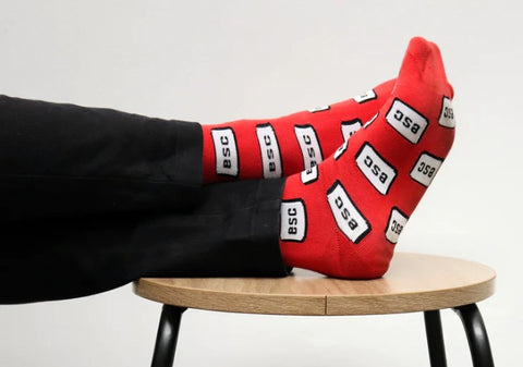 Red and white socks