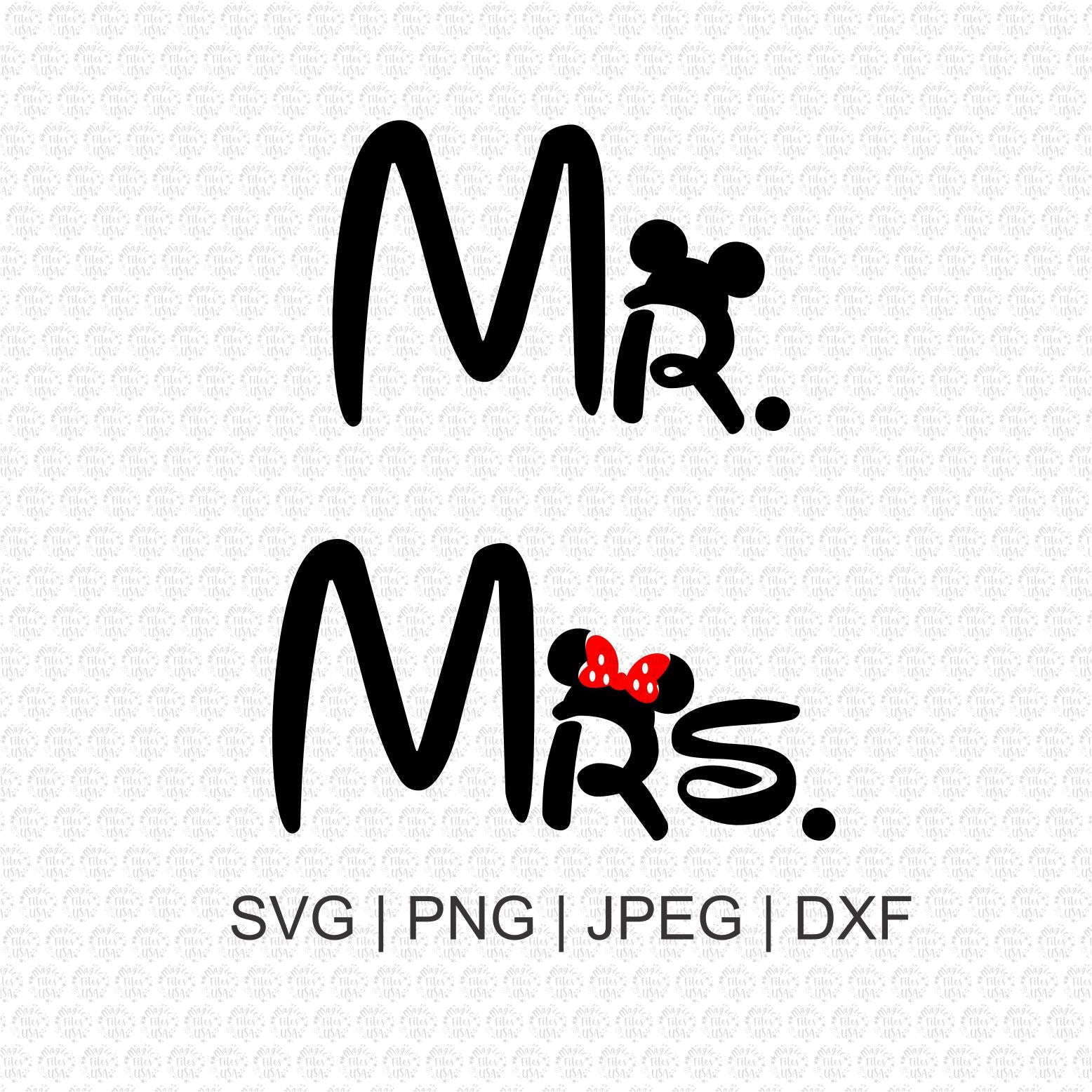 Mr And Mrs Disney Mickey And Minnie Svg Wedding Just Married Svg Svg Files Honeymoon Bride Groom Wife Hubby Silhouette Svg Cricut Svg Trend Svg My Easy Files