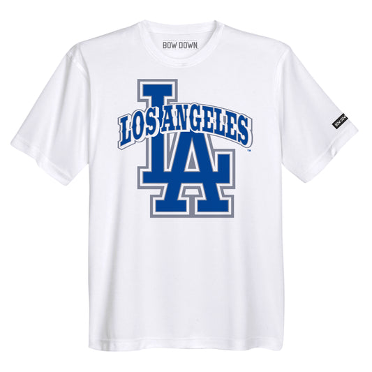 LOS ANGELES JERSEY - BLUE ON WHITE T-SHIRT – BWDWN