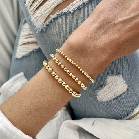 14K Yellow Gold Ball Bracelet Women