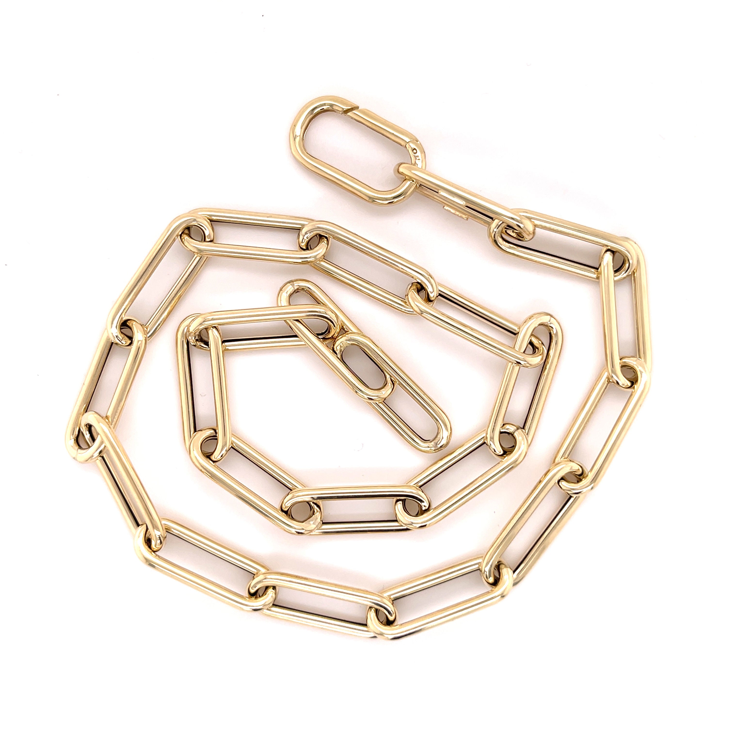Gold Paperclip Chain Link Necklace - Blue Carabiner – Love You More Designs