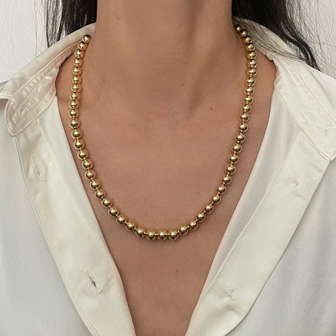 14k Gold Ball Necklace 8mm Thick