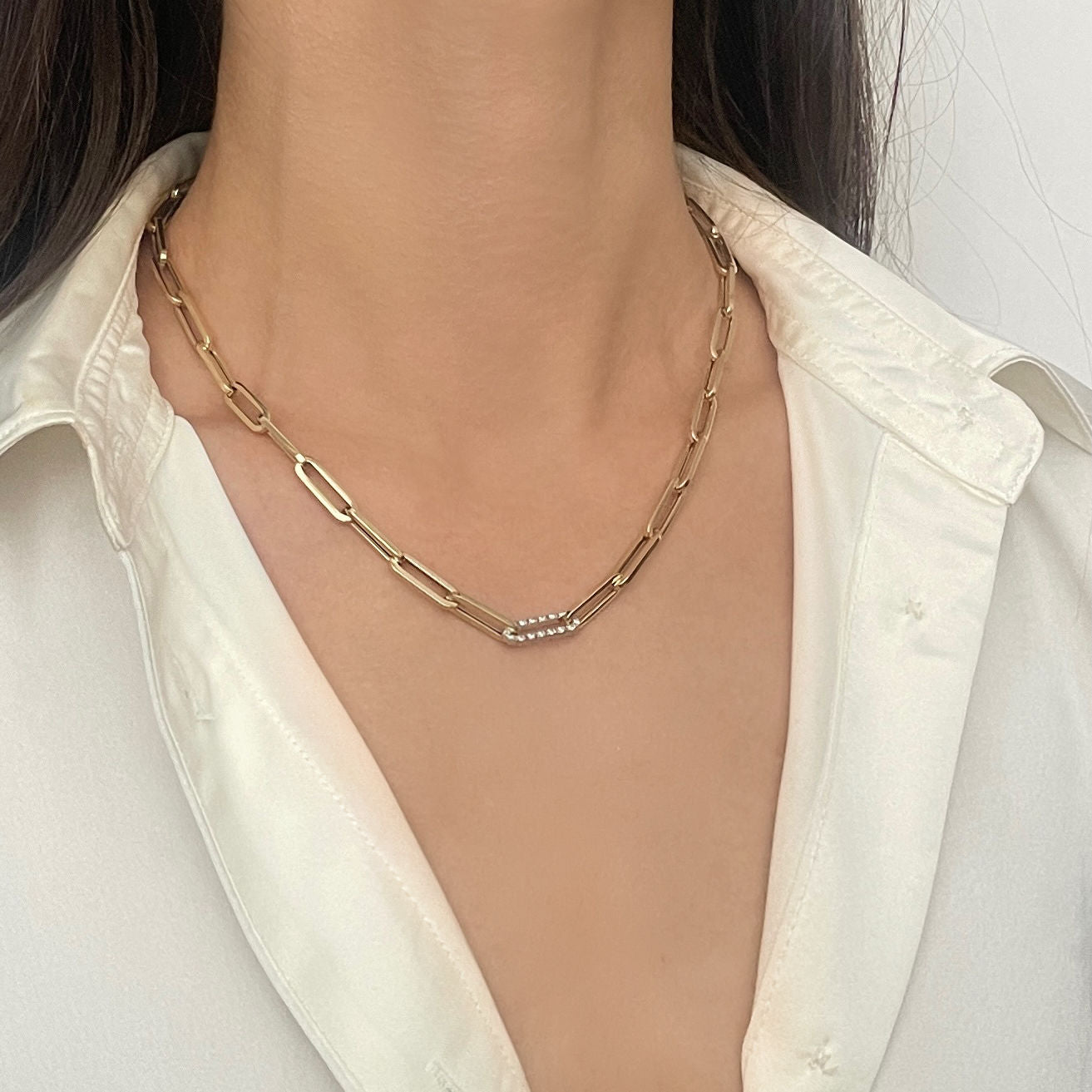 14K Gold Dainty Paperclip Chain Necklace – Baby Gold