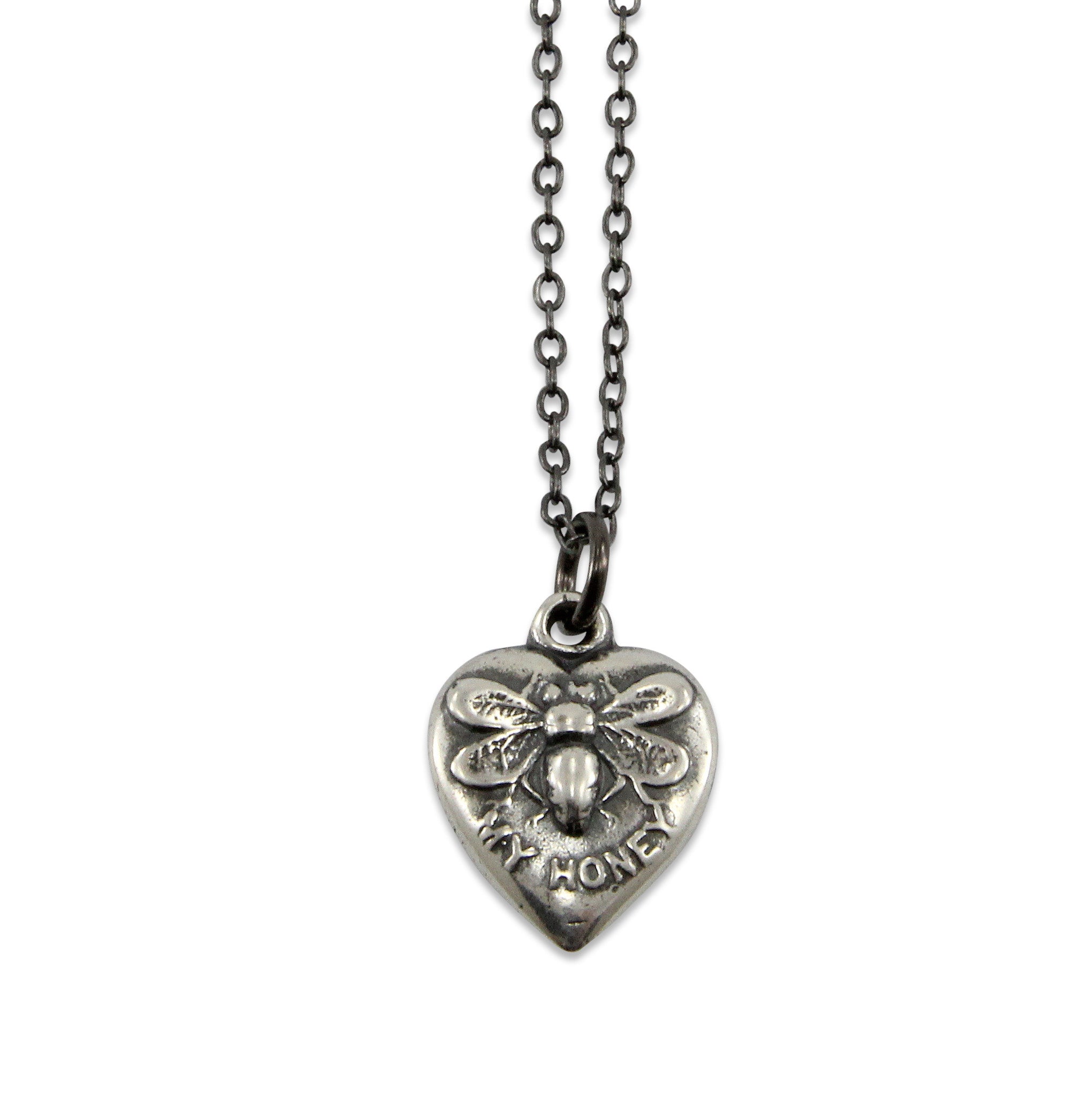 Vintage Heart Honey Bee Necklace - Gwen 