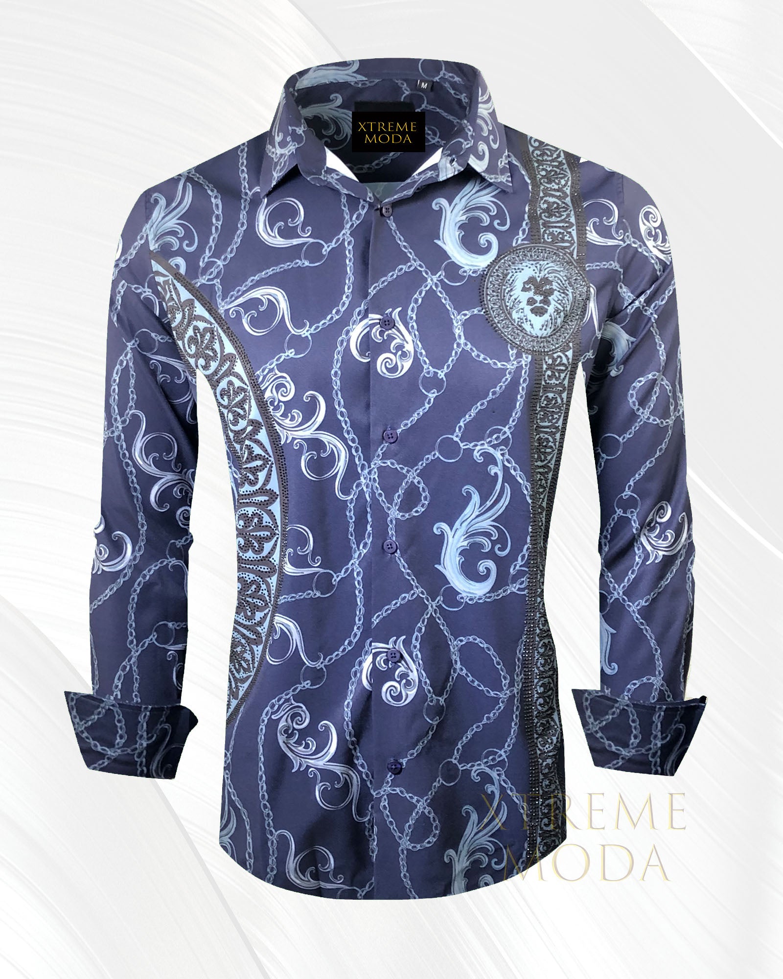 Slim fit stones fashion shirt Navy - xtrememoda.com