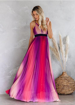 wonderland rainbow striped maxi dress