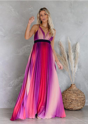 wonderland rainbow striped maxi dress