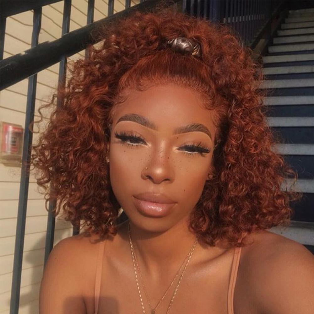 Preferred Red Curly Human Hair Wig With Baby Hair Brazilian Remy