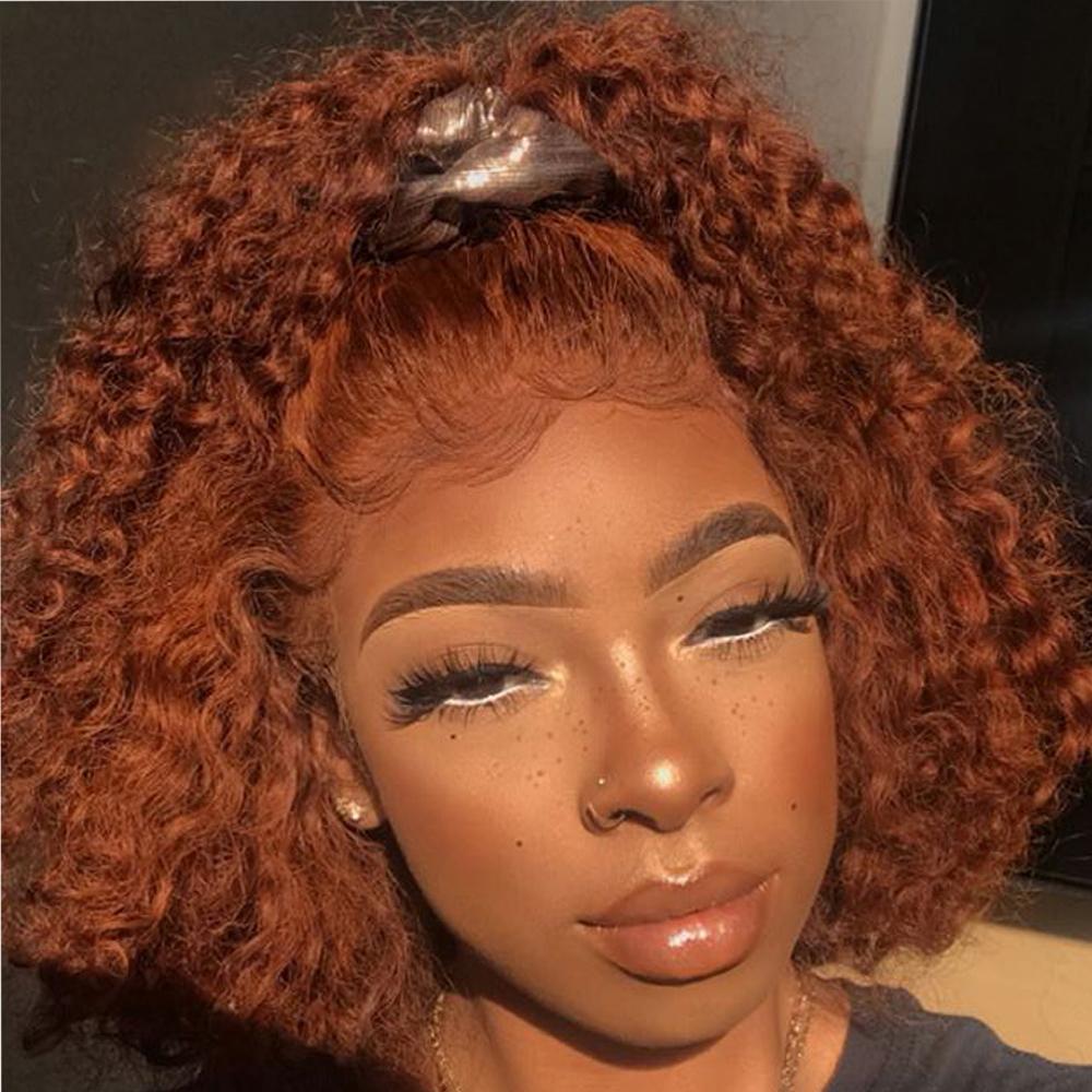 Preferred Red Curly Human Hair Wig With Baby Hair Brazilian Remy