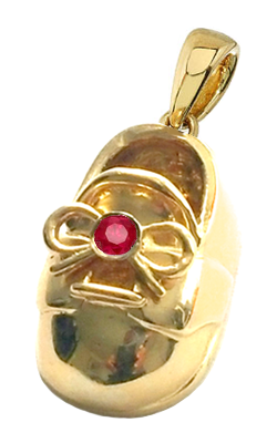 Select a Birthstone - 14k Baby Shoe  Charm Pendant with Birthstone P-806-S*