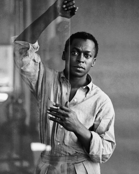 Miles Davis seen wearing a button-down shirt, via Besnard.com