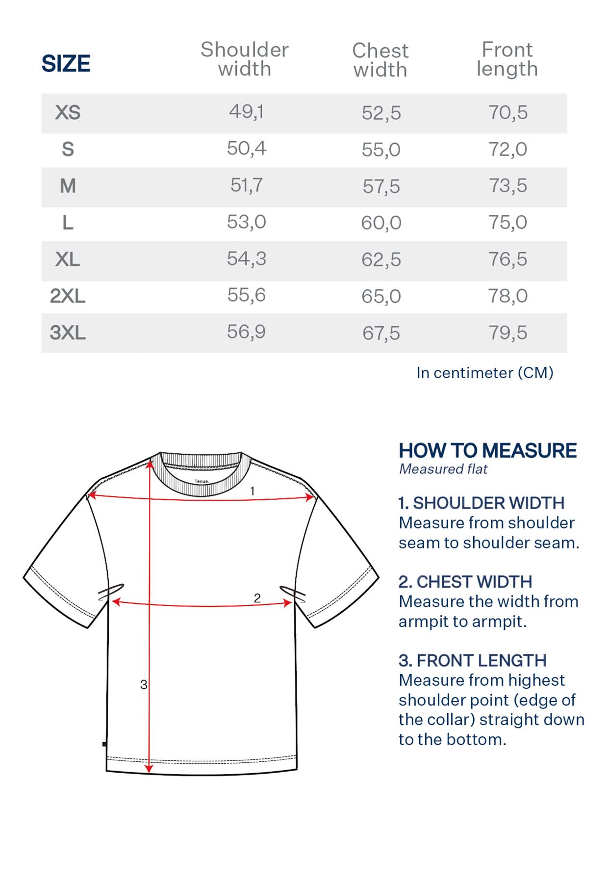 Bruce W.W. Logo Tee size table