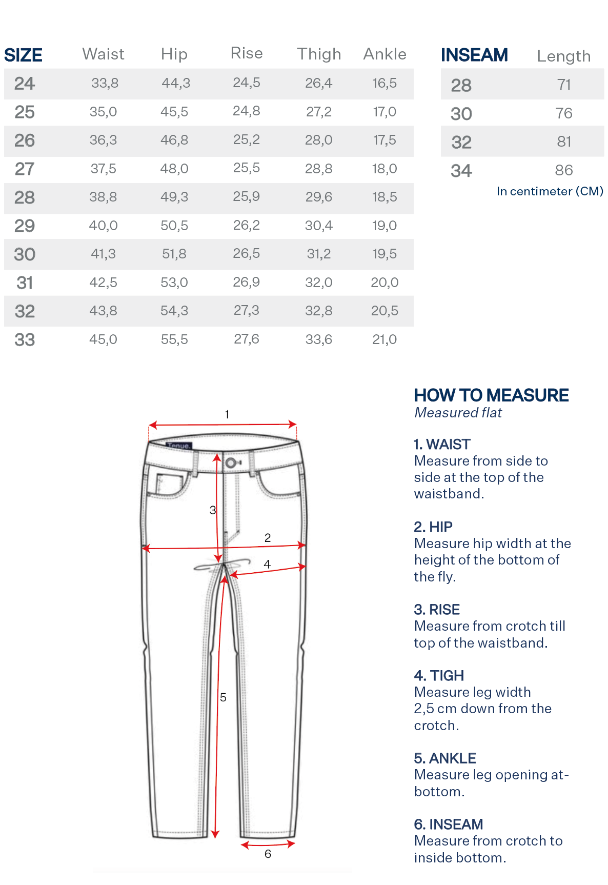 Jett Landslide size table