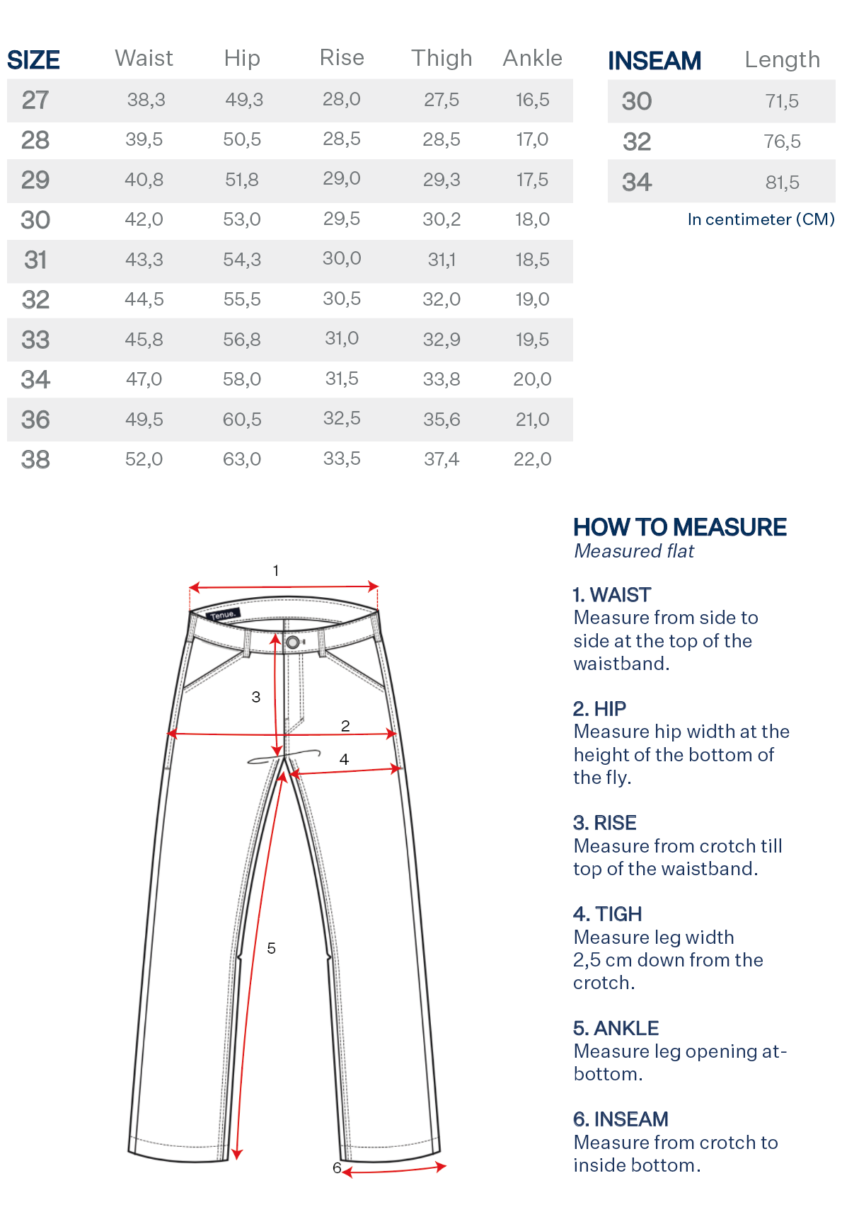 Jackson Savannah size table