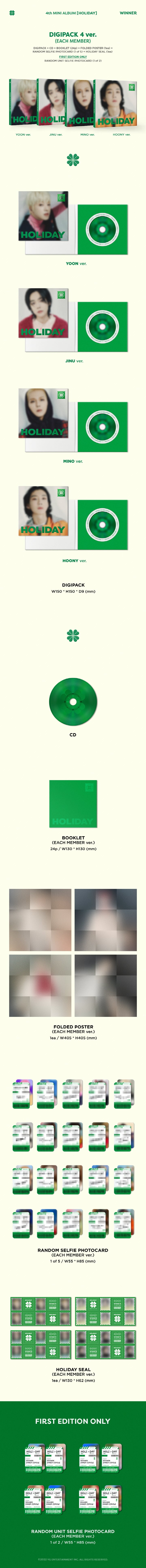 WINNER - [HOLIDAY] 4th Mini Album DIGIPACK Version 4 Version SET